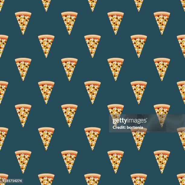 sausage and mushroom pizza slice pattern - pizza slice stock illustrations