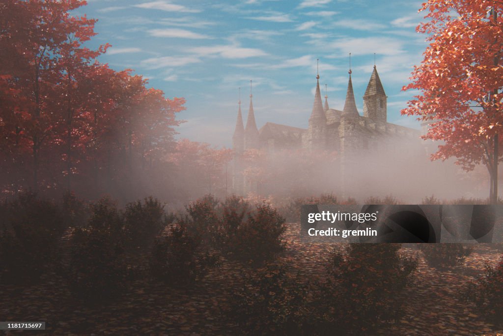 Fantasy old castle in the forest