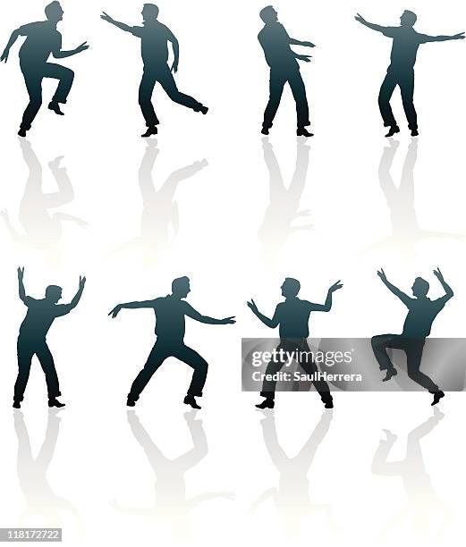 silhouettes of men in different positions - ballroom dancing vector stock illustrations