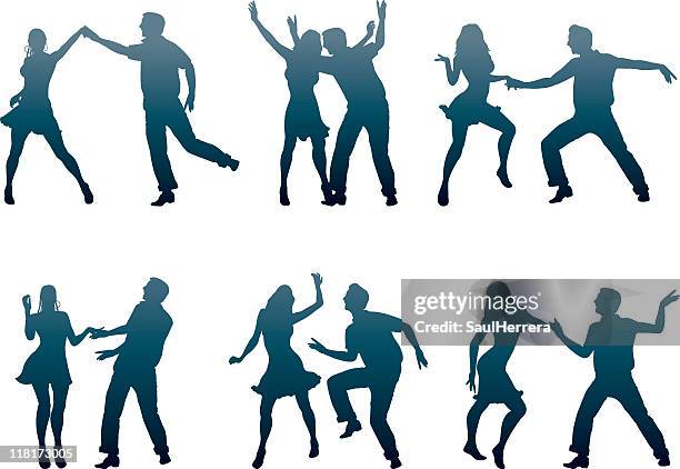 stockillustraties, clipart, cartoons en iconen met dancer couples - latijns amerikaanse dansen