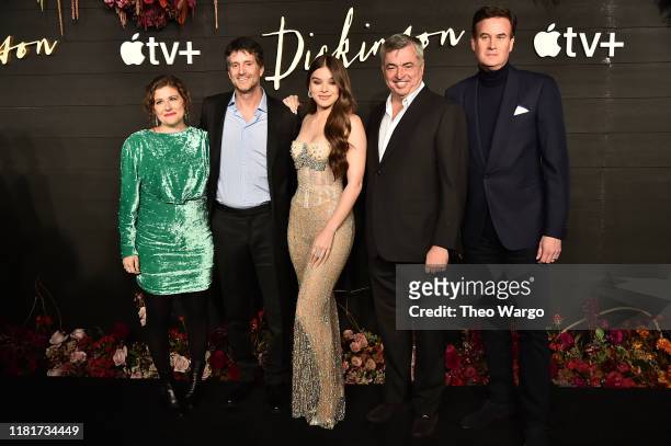 Alena Smith, Jamie Erlicht, Eddy Cue, and Zack Van Amburg attend Apple's Global Premiere for "Dickinson" on October 17, 2019 in Brooklyn, New York....