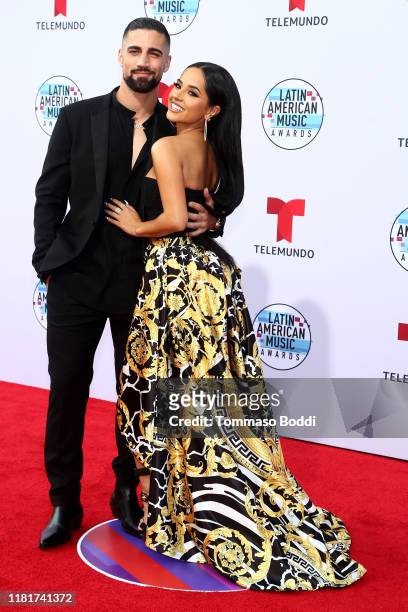 Becky G and Sebastian Lletget attend the 2019 Latin American Music Awards at Dolby Theatre on October 17, 2019 in Hollywood, California.