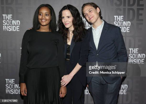 Caroline Aberash Parker, Mary-Louise Parker and William Atticus Parker attend "The Sound Inside" opening night at Studio 54 on October 17, 2019 in...