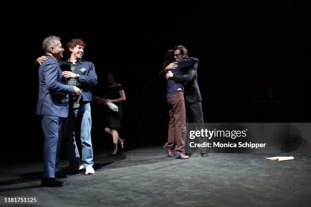 David Cromer, Will Hochman, Mary-Louise Parker and Adam Rapp, during the opening night curtain call of "The Sound Inside" at Studio 54 on October 17,...