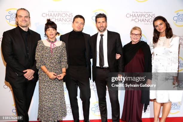 David Harbour, Lily Allen, Sebastian Stan, Adam Schweitzer, Dianne Wiest and Katie Holmes attend The Skin Cancer Foundation's Champions For Change...