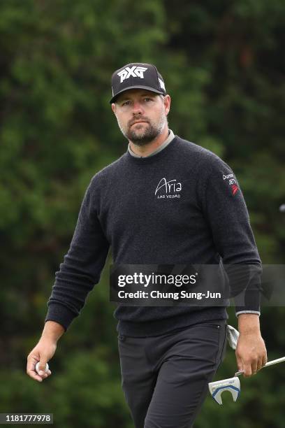 Ryan Moore of the United States is seen on the 8th hole during the second round of the CJ Cup @Nine Bridges at the Club a Nine Bridges on October 18,...