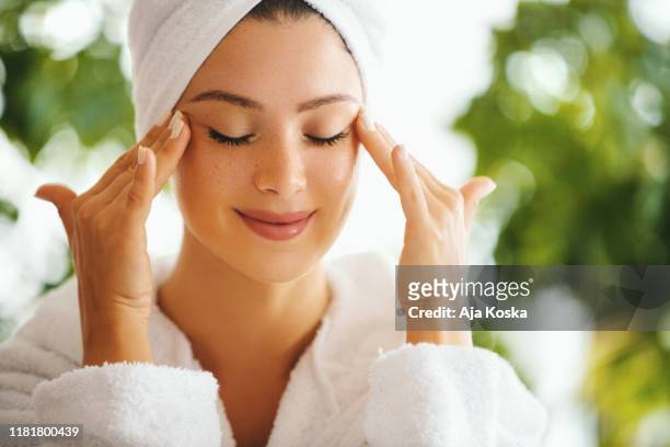 i take care of my skin regularly. - body care and beauty stock pictures, royalty-free photos & images