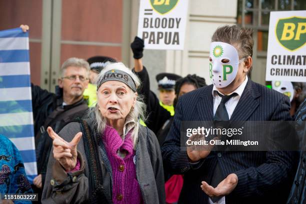Dame Vivienne Westwood and Extinction Rebellion arrive to re-enact the famous poster from the 1974 classic film, The Texas Chain Saw Massacre in an...