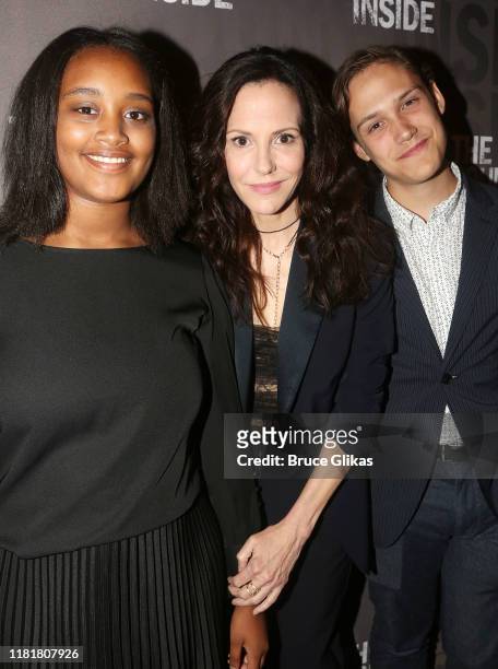 Caroline Aberash Parker, mother Mary-Louise Parker and son William Atticus Crudup pose at the opening night of the new play "The Sound Inside" on...