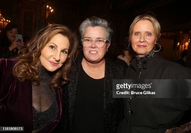 Kathy Najimy, Rosie O'Donnell and Cynthia Nixon pose at the opening night of the new play "The Sound Inside" on Broadway at Studio 54 Theatre on...