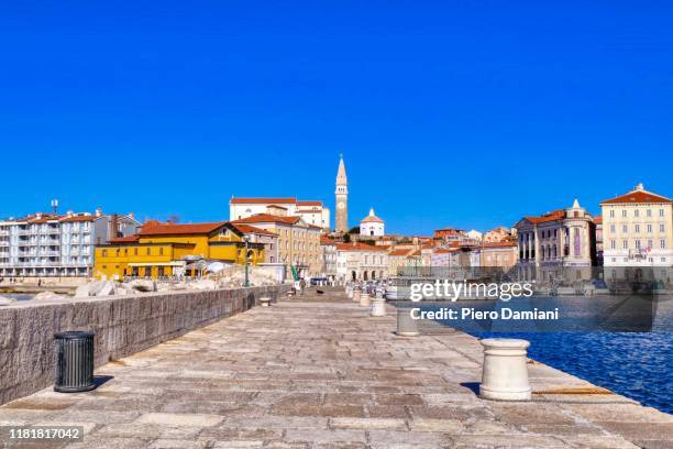 piran waterfront - piran slovenia stock pictures, royalty-free photos & images