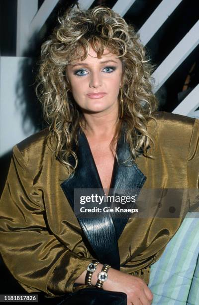 Portrait of Bonnie Tyler, Diamond Awards Festival, Sportpaleis, Antwerp, Belgium, 28th November 1987.
