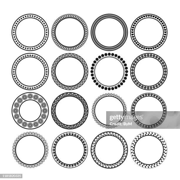 illustrations, cliparts, dessins animés et icônes de collection de conceptions de cadre de cercle - cadres ronds. éléments de décoration - greek pattern