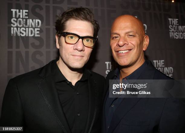 Playwright Adam Rapp and MArk Subias pose at the opening night of the new play "The Sound Inside" on Broadway at Studio 54 Theatre on October 17,...