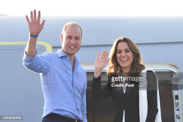 Prince William, Duke of Cambridge and Catherine, Duchess of Cambridge depart Islamabad during day five of their royal tour of Pakistan on October 18,...