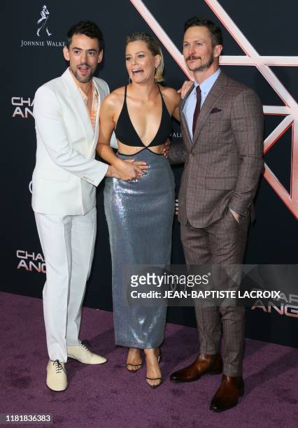 Mexican actor Luis Gerardo Mendez, US director/actress Elizabeth Banks and US actor Jonathan Tucker arrive for the World Premiere of "Charlie's...