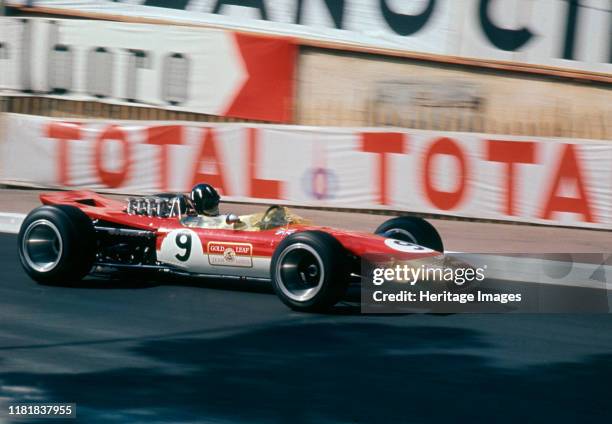 Lotus 49, Gold Leaf, driven by Graham Hill at the 1968 Monaco Grand Prix. Creator: Unknown.