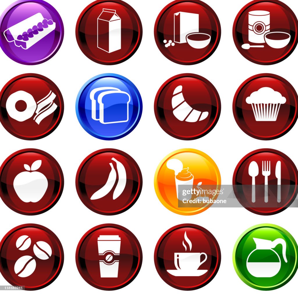 Breakfast sixteen royalty free vector icon set