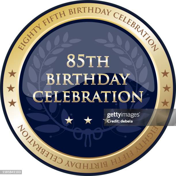 eighty fifth birthday celebration gold award - gold seal stamp stock illustrations