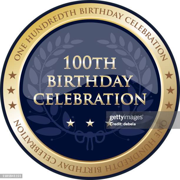 one hundredth birthday celebration gold award - centennial 100 celebration stock-grafiken, -clipart, -cartoons und -symbole