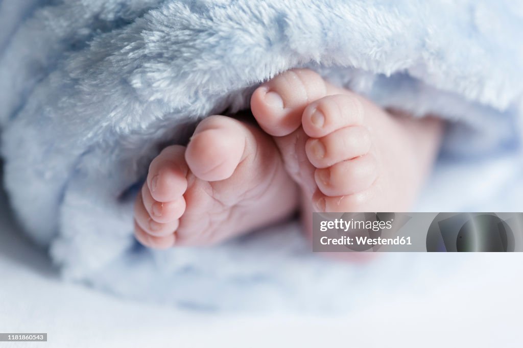 Close up of feet of a newborn baby