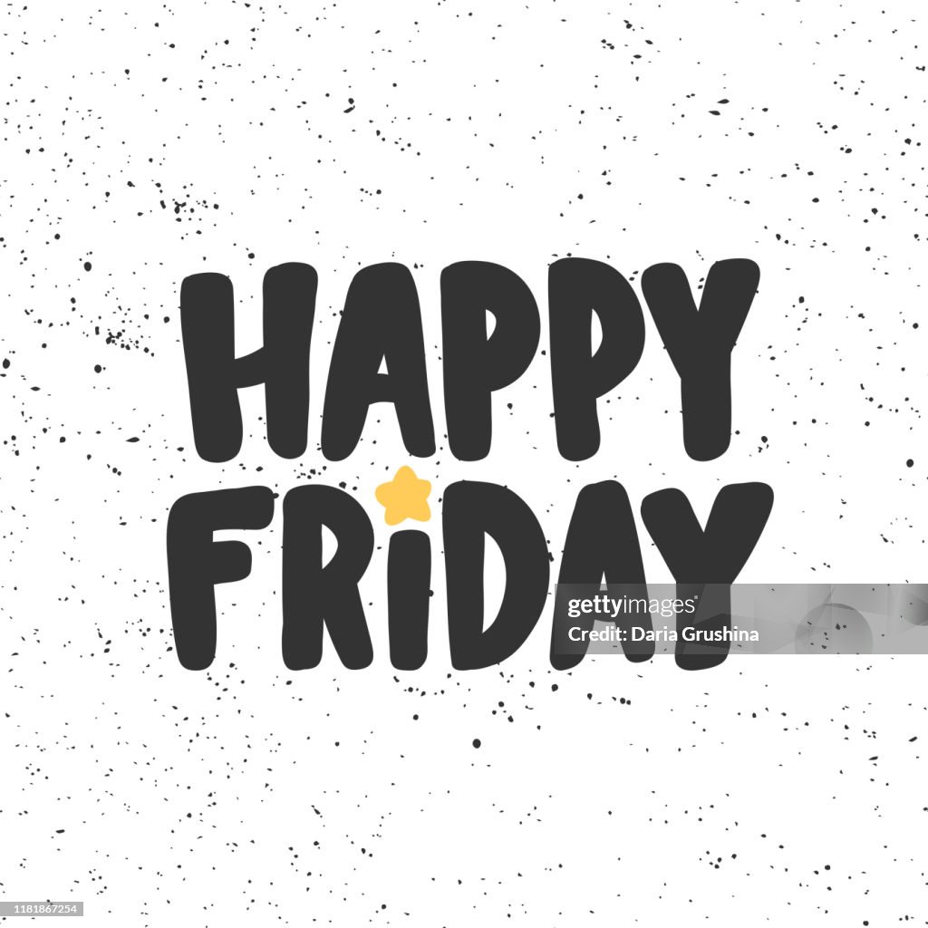 Friday Update Sticker Happy Friday Sticker For Social Media Content Vector Hand Drawn ...