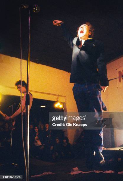 Johnny Rotten, Sid Vicious, The Sex Pistols, De Effenaar, Eindhoven, Netherlands, 9th December 1977.