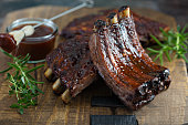 Grilled bbq ribs with sauce