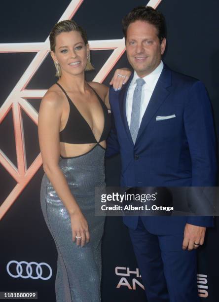 Elizabeth Banks and her husband Max Handelman arrive for the Premiere Of Columbia Pictures' "Charlie's Angels" held at Westwood Regency Theater on...