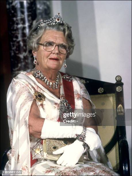 Picture taken 31th January 1980 at the Royal Palace on Dam Square in Amsterdam of Queen Juliana of the Netherlands. Queen Juliana, aged 89, will have...