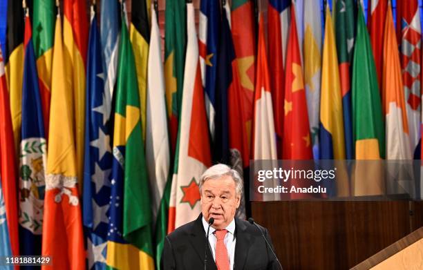 Secretary-General Antonio Guterres delivers a speech during the 40th session of the United Nations Educational, Scientific and Cultural Organization...