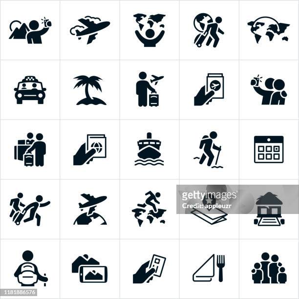 tourism icons - travel destinations stock illustrations