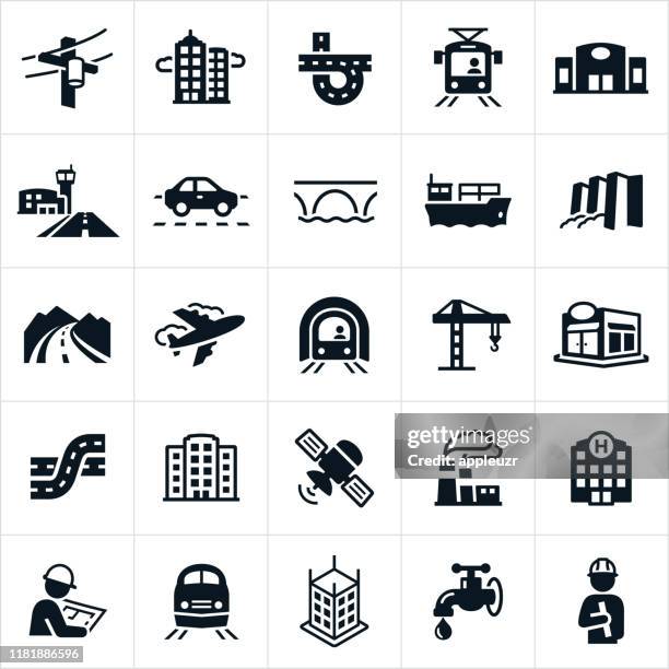 infrastructure icons - country road stock illustrations