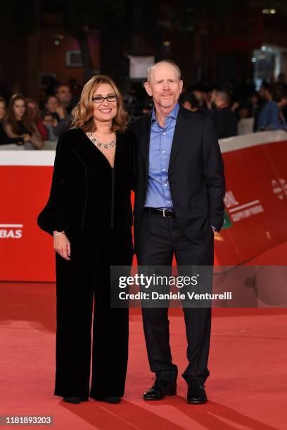 Ron Howard and Nicoletta Mantovani attend the "Pavarotti" red carpet during the 14th Rome Film Festival on October 18, 2019 in Rome, Italy.