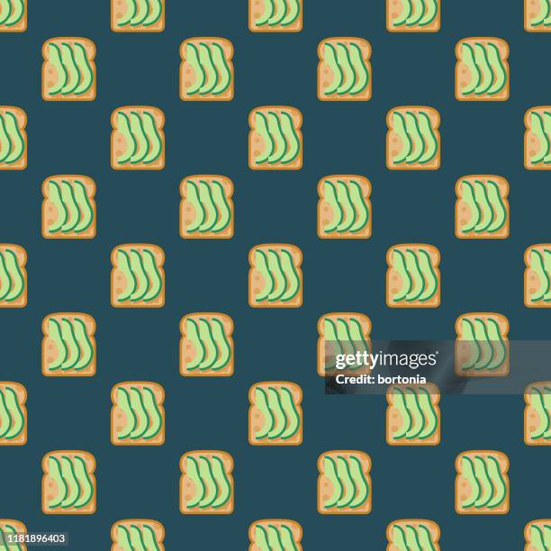 avocado toast snack pattern - avocado toast stock illustrations