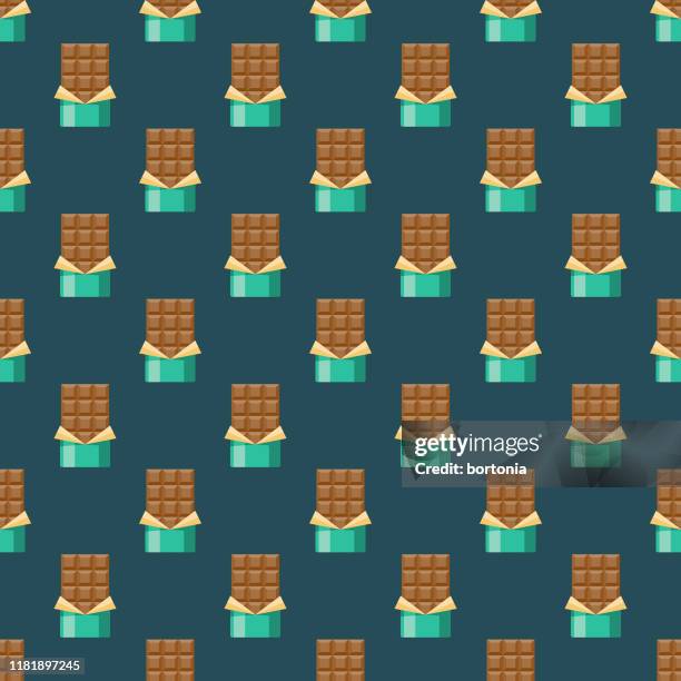 ilustraciones, imágenes clip art, dibujos animados e iconos de stock de patrón de snack de barra de chocolate - barra de chocolate