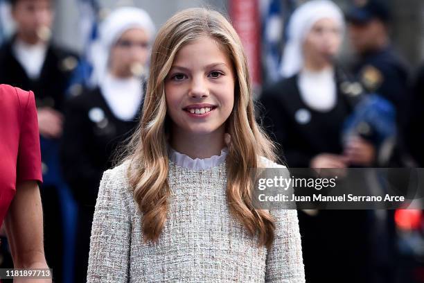 Princess Sofia of Spain arrives to the Campoamor Theatre ahead of the 'Princesa de Asturias' Awards Ceremony 2019 on October 18, 2019 in Oviedo,...