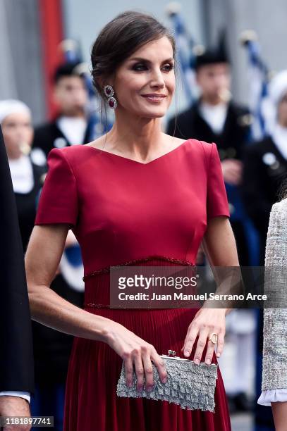Queen Letizia of Spain arrives to the Campoamor Theatre ahead of the 'Princesa de Asturias' Awards Ceremony 2019 on October 18, 2019 in Oviedo, Spain.