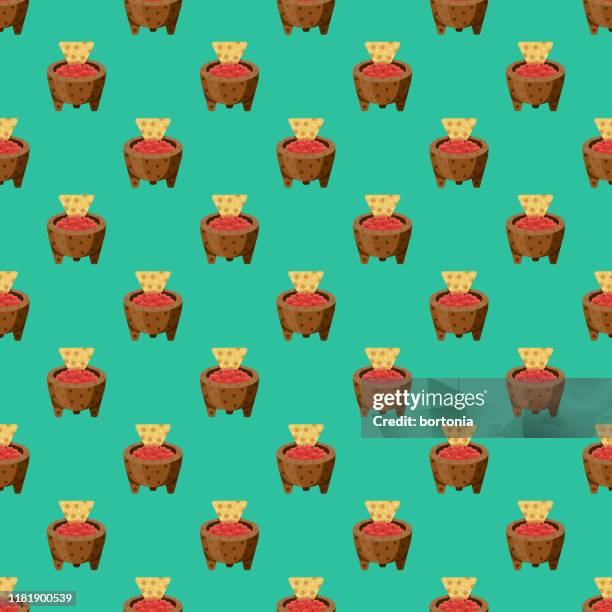 salsa snack pattern - corn chips stock illustrations