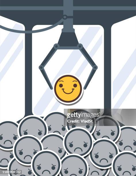 be different counseling motivation optimistic mood depression positive thinking concept - claw machine stock illustrations