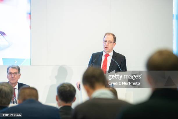 Reinhard Ploss at the annual press conference of the Infineon Technologies AG on 12. November 2019 in Neubiberg near Munich. Infineon is a...