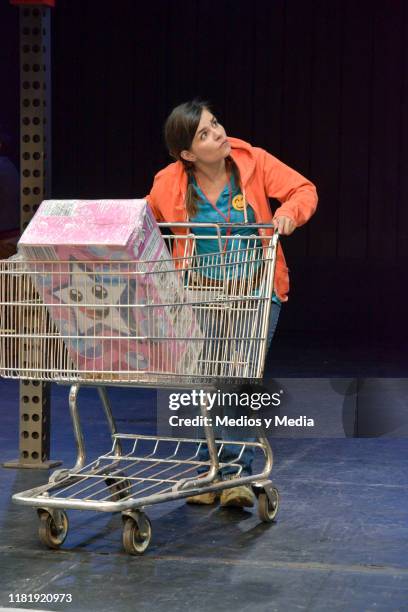 Francesca Guillen performs on stage during 'Instinto' preview at El Galeon Theatre on October 18, 2019 in Mexico City, Mexico.