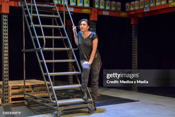 Barbara Colio performs on stage during 'Instinto' preview at El Galeon Theatre on October 18, 2019 in Mexico City, Mexico.