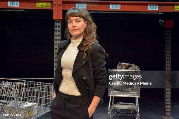 Paula Watson poses for photos during 'Instinto' Press Conference at El Galeon Theatre on October 18, 2019 in Mexico City, Mexico.