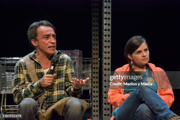 Roberto Sosa and Francesca Guillen attends 'Instinto' Press Conference at El Galeon Theatre on October 18, 2019 in Mexico City, Mexico.