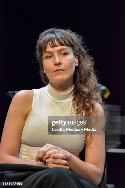 Paula Watson looks on during 'Instinto' Press Conference at El Galeon Theatre on October 18, 2019 in Mexico City, Mexico.