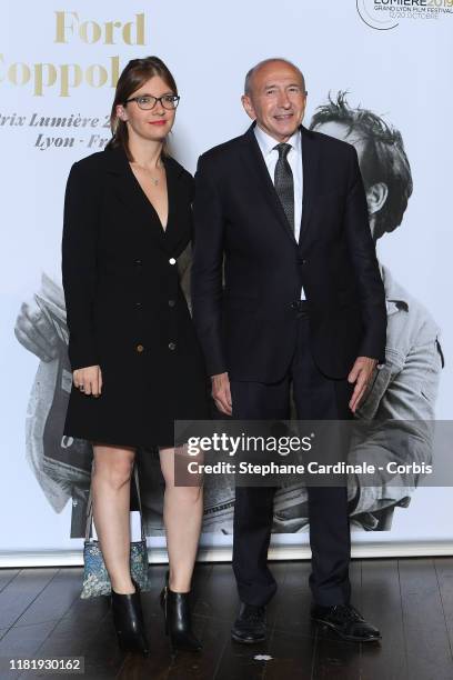 Gerard Collomb and a guest attend the tribute to Francis Ford Coppola during the 11th Film Festival Lumiere on October 18, 2019 in Lyon, France.