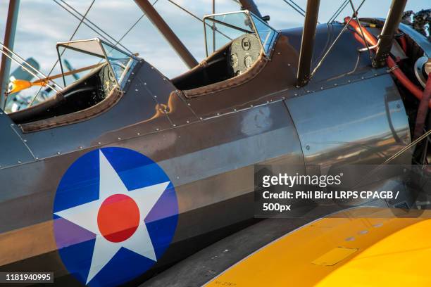 cockpit of boeing stearman 75 biplane - 1942 stock pictures, royalty-free photos & images