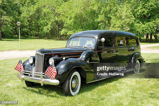 vintage black hearse - hearse stock pictures, royalty-free photos & images