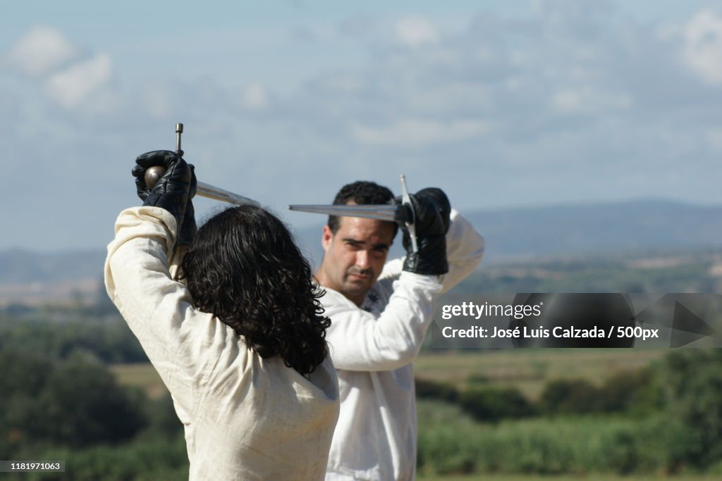 Two men dueling